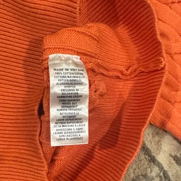Ralph Lauren Orange Cable Knit Button-Up Cardigan - Picture 3 of 3